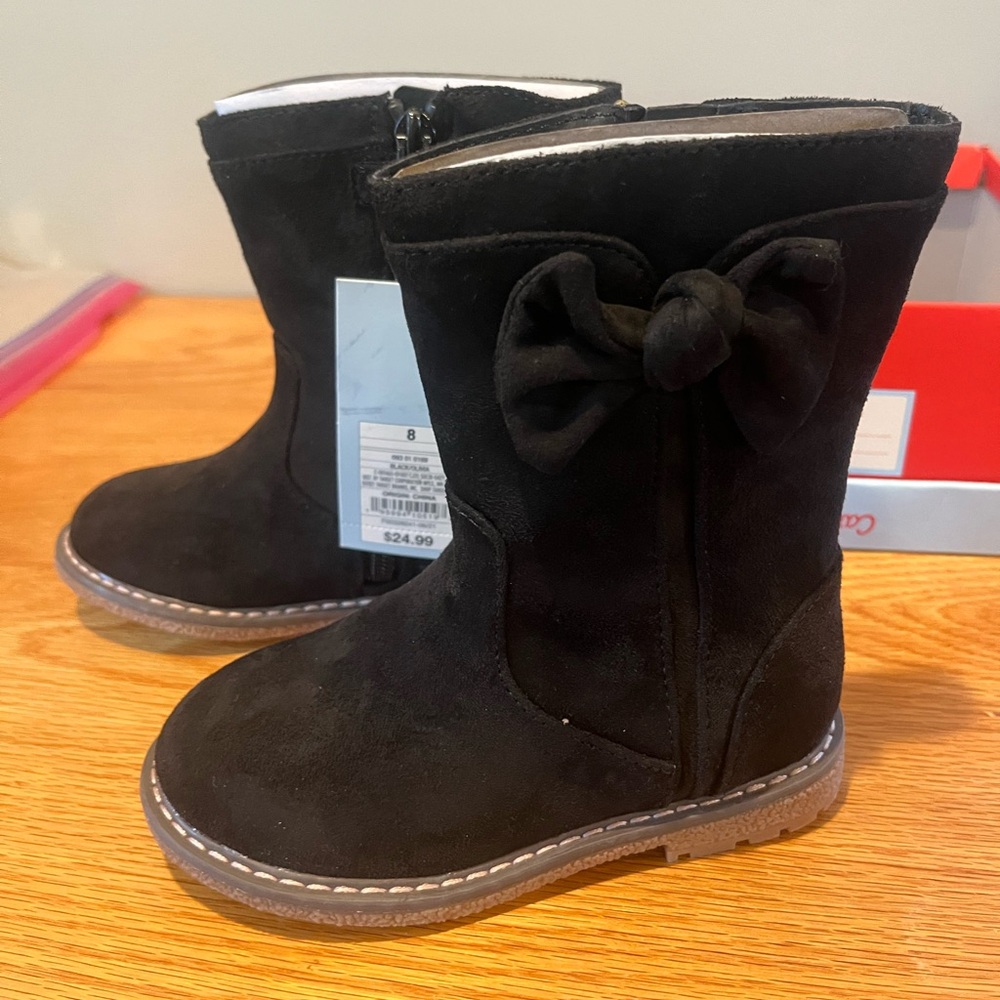 Black toddler Boots with Bow Accent
